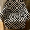 Casa Padrino Luxus Art Deco Sessel Weiß / Schwarz / Braun - Wohnzimmer Sessel mit elegantem Muster - Wohnzimmer Möbel - Art Deco Möbel - Luxus Möbel - Art Deco Einrichtung - Luxus Einrichtung