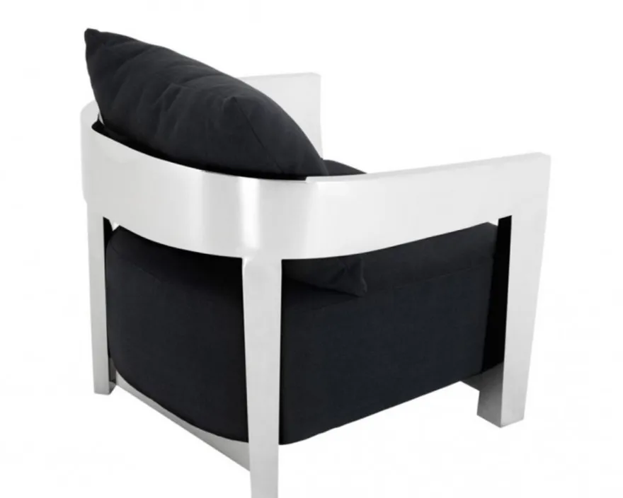 Casa Padrino Luxus Art Deco Sessel, Edelstahl und Stoff in Panama Schwarz, 74 x 76 x 76 cm