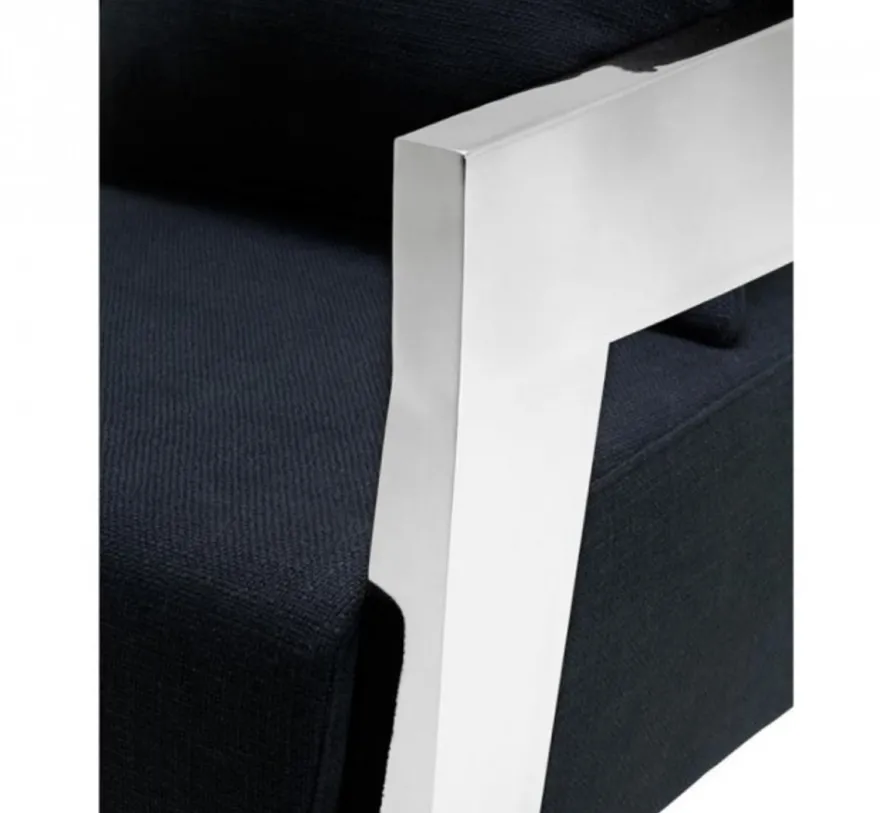 Casa Padrino Luxus Art Deco Sessel, Edelstahl und Stoff in Panama Schwarz, 74 x 76 x 76 cm