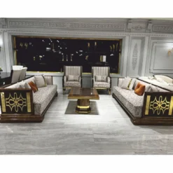 Casa Padrino Luxus Art Deco Sessel Grau / Braun / Gold H. 109 cm - Wohnzimmer Möbel