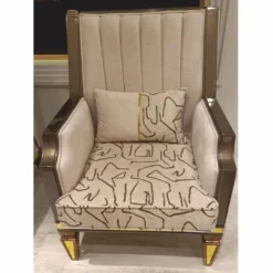Casa Padrino Luxus Art Deco Sessel Grau / Braun / Gold H. 109 cm - Wohnzimmer Möbel