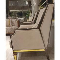 Casa Padrino Luxus Art Deco Sessel Grau / Braun / Gold H. 109 cm - Wohnzimmer Möbel