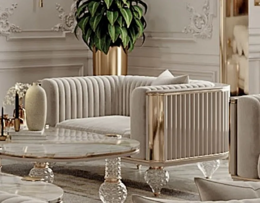Casa Padrino Luxus Art Deco Sessel Grau / Gold 110 x 96 x H. 75,5 cm - Wohnzimmer Sessel - Hotel Sessel - Wohnzimmer Möbel - Art Deco Möbel - Luxus Möbel - Art Deco Einrichtung - Luxus Einrichtung