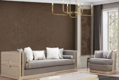 Casa Padrino Luxus Art Deco Sessel Silber / Cremefarben / Gold - Handgefertigter Wohnzimmer Sessel - Art Deco Wohnzimmer Möbel