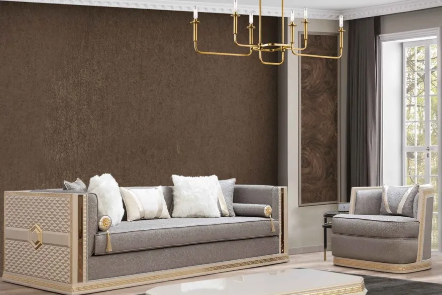 Casa Padrino Luxus Art Deco Sessel Silber / Cremefarben / Gold - Handgefertigter Wohnzimmer Sessel - Art Deco Wohnzimmer Möbel