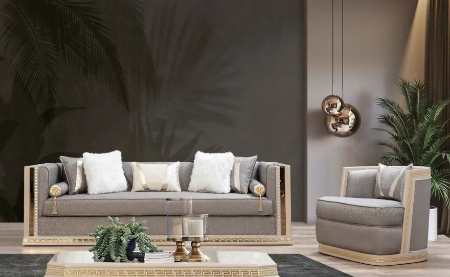 Casa Padrino Luxus Art Deco Sessel Silber / Cremefarben / Gold - Handgefertigter Wohnzimmer Sessel - Art Deco Wohnzimmer Möbel
