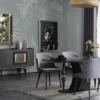 Casa Padrino Luxus Art Deco Sideboard Grau / Schwarz / Messingfarben 210 x 44 x H. 86 cm - Edler Schrank mit 4 Türen - Art Deco Möbel