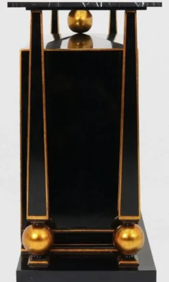 Casa Padrino Luxus Art Deco Sideboard Schwarz / Antik Gold - Prunkvoller handgefertigter Massivholz Schrank mit Marmorplatte - Art Deco Möbel
