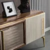 Casa Padrino Luxus Art Deco Sideboard Braun / Weiß / Gold 235 x 48 x H. 76 cm - Edler Schrank mit 4 Türen - Art Deco Möbel