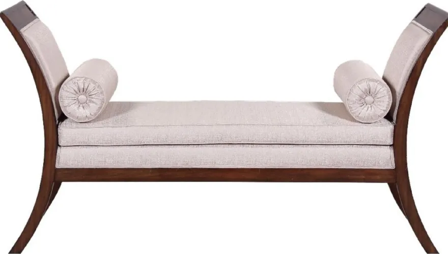 Casa Padrino Luxus Art Deco Sitzbank Silber / Dunkelbraun - Handgefertigte Massivholz Bank - Art Deco Wohnzimmer Möbel