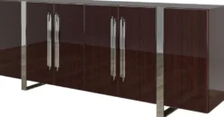 Casa Padrino Luxus Art Deco Sideboard Dunkelbraun / Silber 222 x 50 x H. 90 cm - Edler Wohnzimmerschrank mit 6 Türen - Art Deco Möbel