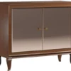 Casa Padrino Luxus Art Deco Sideboard Dunkelbraun 108,7 x 43,5 x H. 95,5 cm - Massivholz Schrank mit 2 verspiegelten Türen - Art Deco Wohnzimmer Möbel