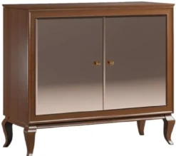 Casa Padrino Luxus Art Deco Sideboard Dunkelbraun 108,7 x 43,5 x H. 95,5 cm - Massivholz Schrank mit 2 verspiegelten Türen - Art Deco Wohnzimmer Möbel