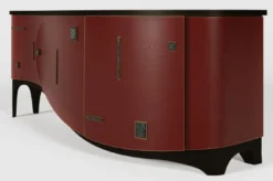 Casa Padrino Luxus Art Deco Sideboard Rot / Schwarz / Messing 195 x 55 x H. 75 cm - Edler Massivholz Schrank - Art Deco Möbel - Hotel Möbel - Luxus Möbel