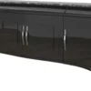 Casa Padrino Luxus Art Deco Sideboard Schwarz / Silber 220 x 50 x H. 90 cm - Edler Wohnzimmer Schrank mit 4 Türen und Marmorplatte - Art Deco Möbel