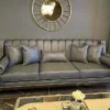 Casa Padrino Luxus Art Deco Sofa Grau / Schwarz - Handgefertigtes Massivholz Wohnzimmer Sofa - Luxus Art Deco Wohnzimmer Möbel