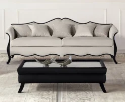 Casa Padrino Luxus Art Deco Sofa Grau / Schwarz - Handgefertigtes Wohnzimmer Sofa - Wohnzimmer Möbel - Art Deco Möbel - Luxus Möbel - Luxus Qualität - Made in Italy