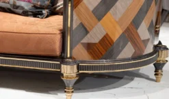 Casa Padrino Luxus Art Deco Sofa Braun / Mehrfarbig / Grau / Gold - Wohnzimmer Sofa - Wohnzimmer Möbel - Art Deco Möbel - Luxus Möbel