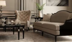 Casa Padrino Luxus Art Deco Sofa Grau / Schwarz 260 x 87 x H. 100 cm - Art Deco Wohnzimmer Möbel - Luxus Qualität