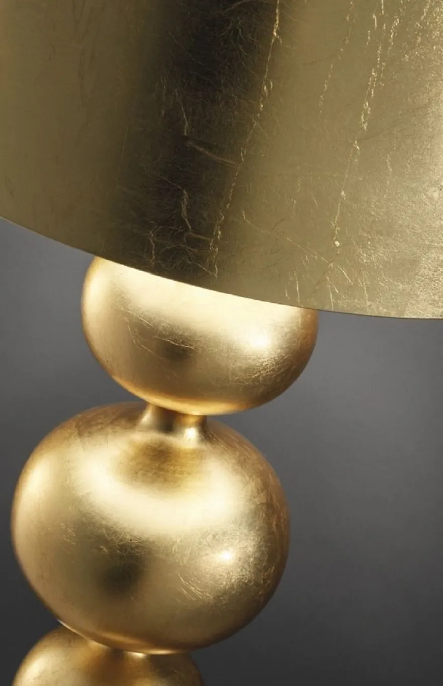 Casa Padrino Luxus Art Deco Stehleuchte Gold Ø 50 x H. 180 cm - Runde Art Deco Stehlampe mit Aluminium Lampenschirm - Luxus Stehleuchten - Luxus Qualität - Made in Italy