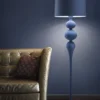 Casa Padrino Luxus Art Deco Stehleuchte Blau Ø 50 x H. 180 cm - Runde Art Deco Stehlampe mit Aluminium Lampenschirm - Luxus Stehleuchten - Luxus Qualität - Made in Italy