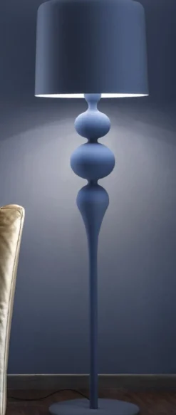 Casa Padrino Luxus Art Deco Stehleuchte Blau Ø 50 x H. 180 cm - Runde Art Deco Stehlampe mit Aluminium Lampenschirm - Luxus Stehleuchten - Luxus Qualität - Made in Italy