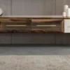 Casa Padrino Luxus Art Deco TV Schrank Braun / Weiß / Gold 235 x 48 x H. 48 cm - Wohnzimmer Sideboard mit 4 Schubladen - Art Deco Möbel - Wohnzimmer Möbel - Luxus Möbel