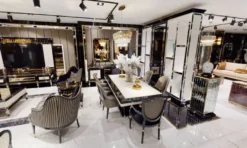 Casa Padrino Luxus Art Deco TV Schrank Schwarz / Weiß / Gold - Massivholz Sideboard mit 3 Schubladen - Art Deco Wohnzimmer Möbel - Luxus Wohnzimmer Möbel - Luxus Art Deco Einrichtung