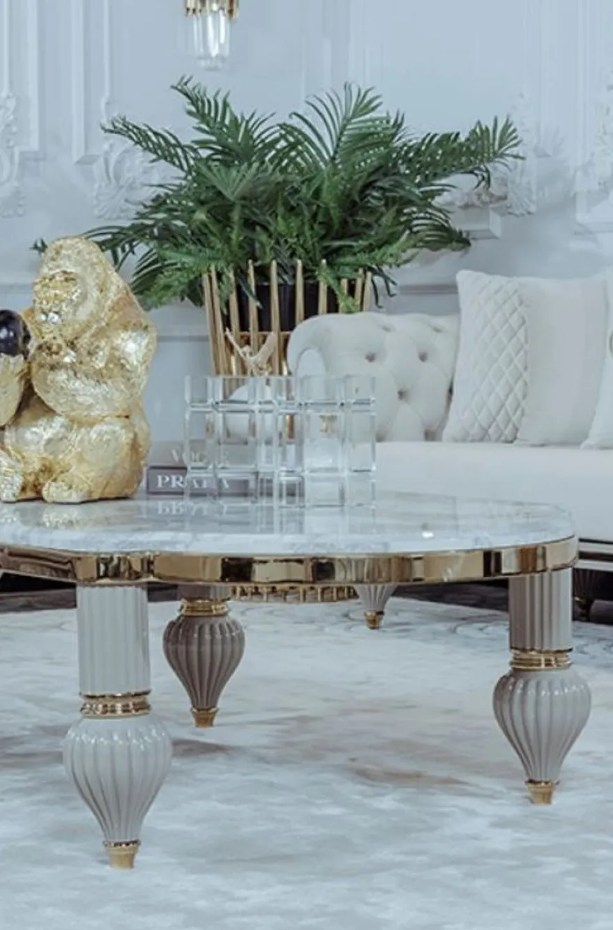 Casa Padrino Luxus Art Deco Wohnzimmer Sofa Cremefarben / Grau / Gold - Art Deco Wohnzimmer Möbel - Luxus Kollektion