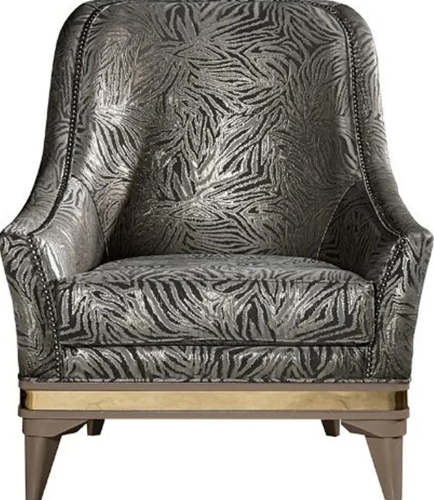 Casa Padrino Luxus Art Deco Wohnzimmer Sessel Silber / Schwarz / Beige / Gold 80 x 83 x H. 97 cm - Art Deco Wohnzimmer Möbel