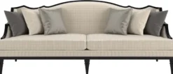 Casa Padrino Luxus Art Deco Wohnzimmer Sofa Beige / Schwarz 260 x 100 x H. 87 cm - Luxus Qualität - Art Deco Möbel