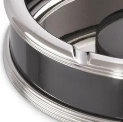 Casa Padrino Luxus Aschenbecher Silber / Schwarz Ø 18 x H. 5 cm - Runder Messing Aschenbecher - Deko Accessoires - Luxus Qualität