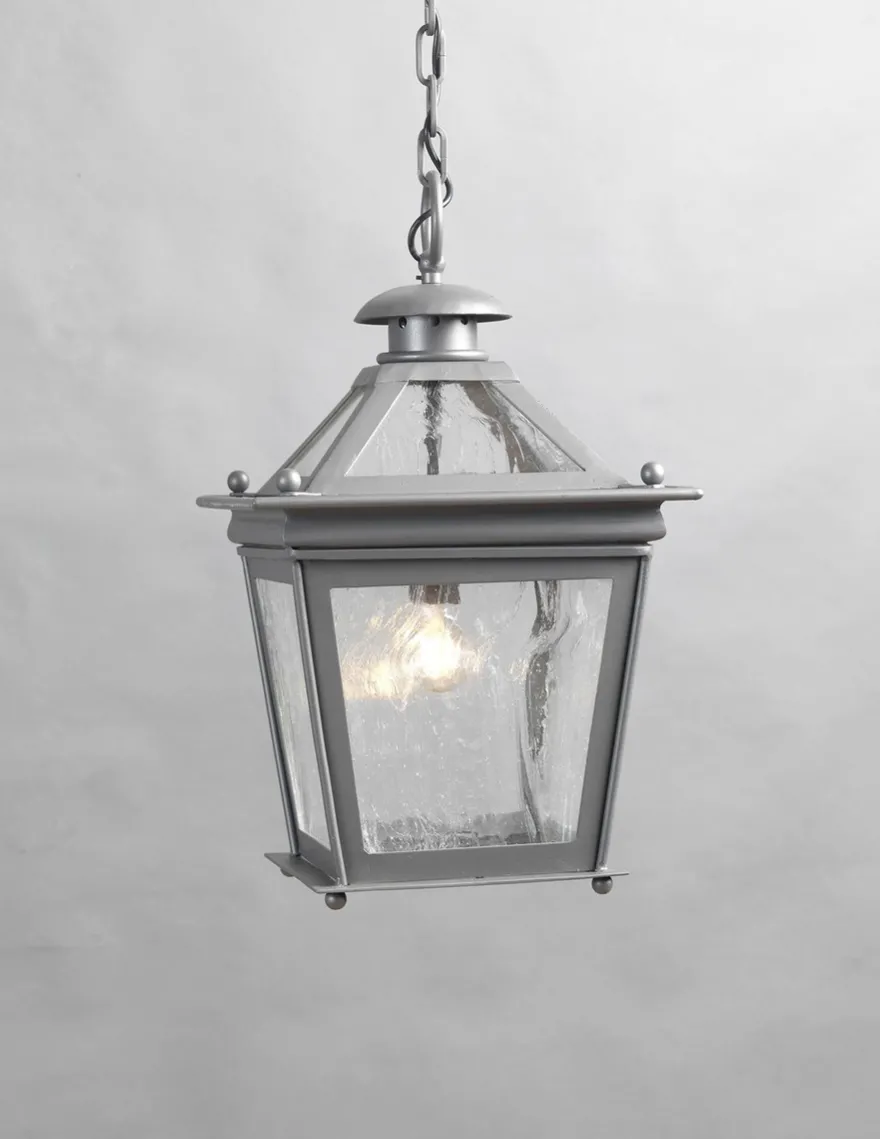 Casa Padrino Luxus Außen Hängeleuchte Laterne Grau B. 45 x H. 68 cm - Handgefertigte Laterne aus Schmiedeeisen - Luxus Kollektion - Edel & Prunkvoll