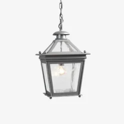 Casa Padrino Luxus Außen Hängeleuchte Laterne Grau B. 45 x H. 68 cm - Handgefertigte Laterne aus Schmiedeeisen - Luxus Kollektion - Edel & Prunkvoll