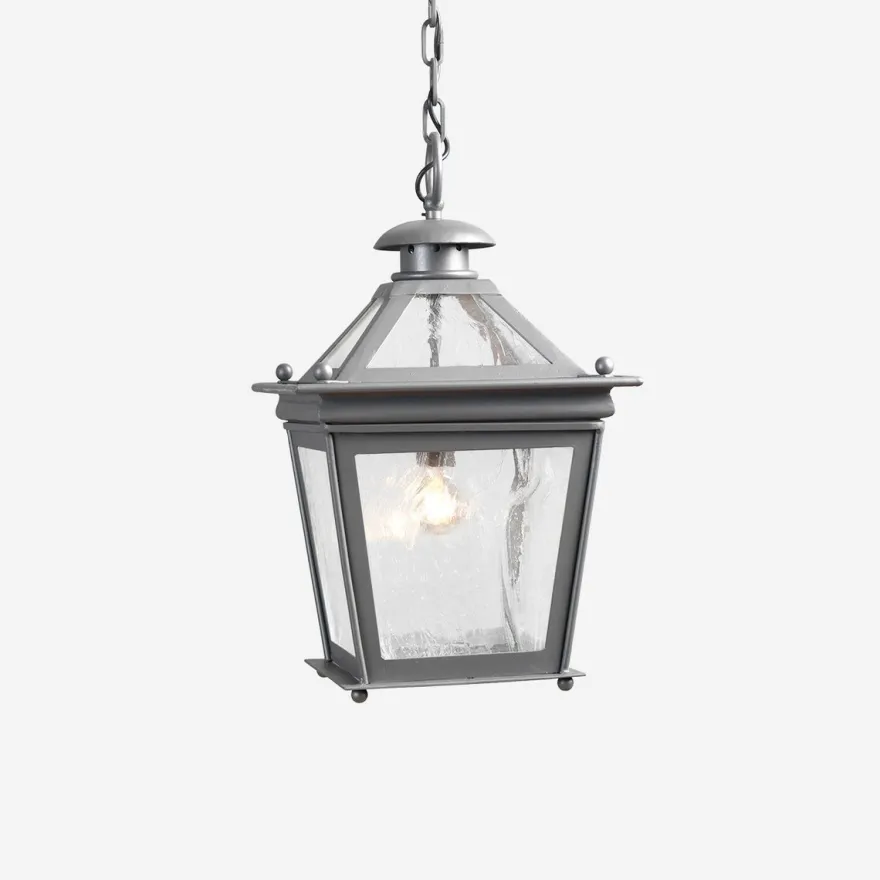 Casa Padrino Luxus Außen Hängeleuchte Laterne Grau B. 45 x H. 68 cm - Handgefertigte Laterne aus Schmiedeeisen - Luxus Kollektion - Edel & Prunkvoll