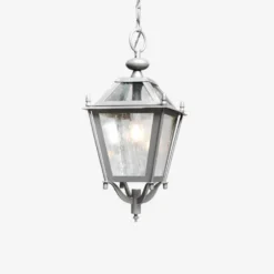 Casa Padrino Luxus Außen Hängeleuchte Laterne Grau B. 25 x H. 45 cm - Handgefertigte Laterne aus Schmiedeeisen - Luxus Kollektion - Edel & Prunkvoll