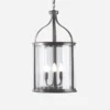 Casa Padrino Luxus Außen Hängeleuchte Laterne Rostbraun Ø 37 x H. 70 cm - Handgefertigte Laterne aus Schmiedeeisen - Luxus Kollektion - Edel & Prunkvoll