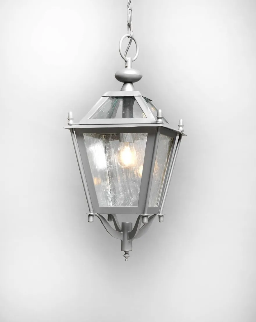 Casa Padrino Luxus Außen Hängeleuchte Laterne Grau B. 39 x H. 72 cm - Handgefertigte Laterne aus Schmiedeeisen - Luxus Kollektion - Edel & Prunkvoll