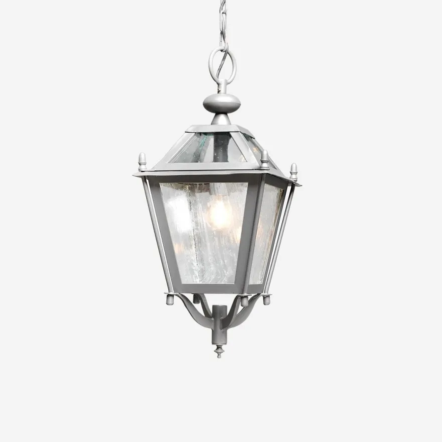 Casa Padrino Luxus Außen Hängeleuchte Laterne Grau B. 39 x H. 72 cm - Handgefertigte Laterne aus Schmiedeeisen - Luxus Kollektion - Edel & Prunkvoll
