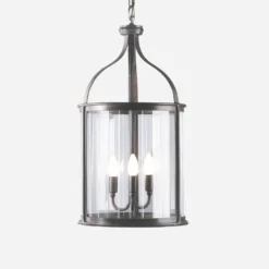 Casa Padrino Luxus Außen Hängeleuchte Laterne Rostbraun Ø 30 x H. 60 cm - Handgefertigte Laterne aus Schmiedeeisen - Luxus Kollektion - Edel & Prunkvoll