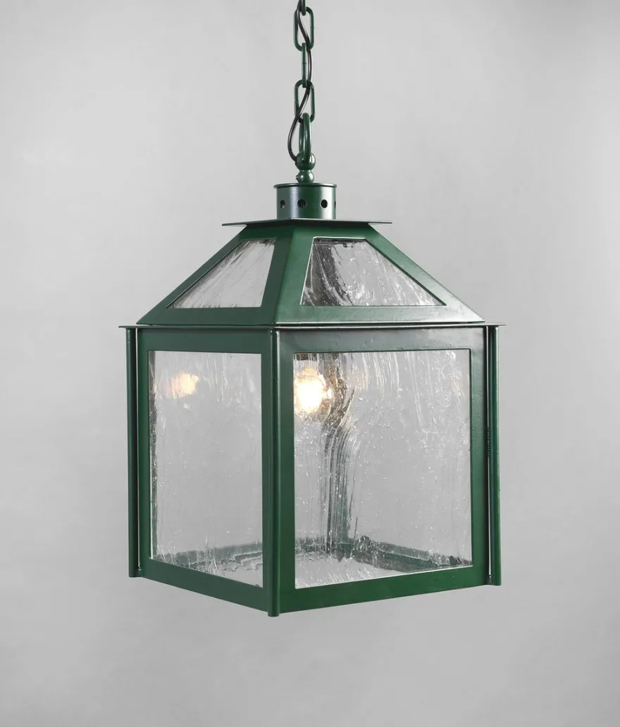 Casa Padrino Luxus Außen Hängeleuchte Laterne Grün B. 33 x H. 57 cm - Handgefertigte Laterne aus Schmiedeeisen - Luxus Kollektion - Edel & Prunkvoll