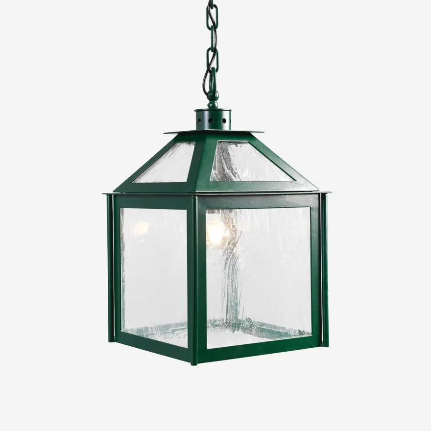 Casa Padrino Luxus Außen Hängeleuchte Laterne Grün B. 33 x H. 57 cm - Handgefertigte Laterne aus Schmiedeeisen - Luxus Kollektion - Edel & Prunkvoll