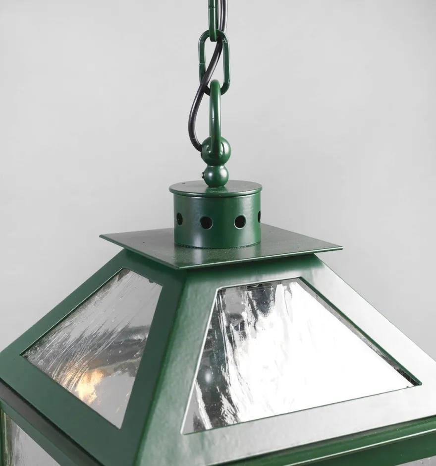 Casa Padrino Luxus Außen Hängeleuchte Laterne Grün B. 33 x H. 57 cm - Handgefertigte Laterne aus Schmiedeeisen - Luxus Kollektion - Edel & Prunkvoll