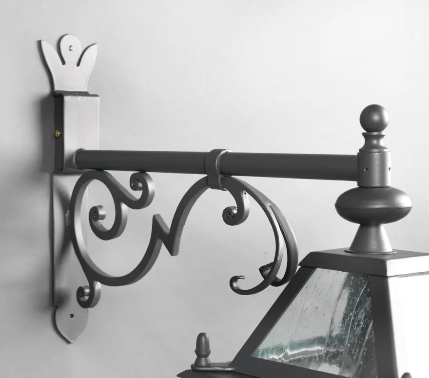 Casa Padrino Luxus Außen Laterne Grau B. 34 x H. 67 cm - Handgefertigte Laterne aus Schmiedeeisen - Luxus Kollektion - Edel & Prunkvoll