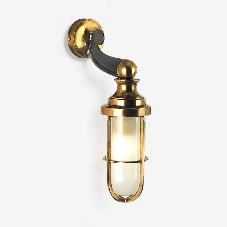 Casa Padrino Luxus Außen Laterne Messing Poliert Ø 18 x H. 38 cm - Handgefertigte Laterne aus Schmiedeeisen - Luxus Kollektion - Edel & Prunkvoll