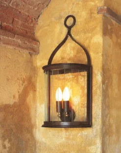 Casa Padrino Luxus Außen Laterne Rostbraun B. 28 x H. 58 cm - Handgefertigte Laterne aus Schmiedeeisen - Luxus Kollektion - Edel & Prunkvoll