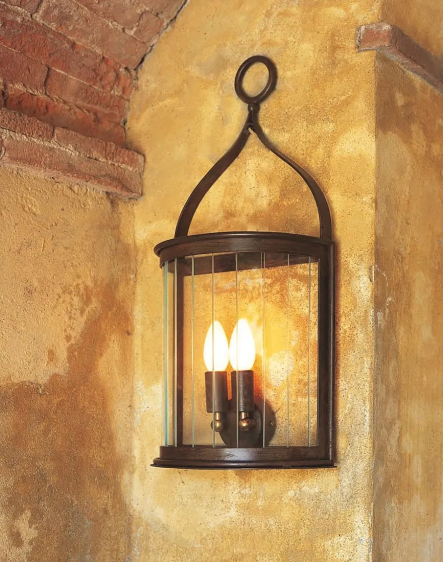 Casa Padrino Luxus Außen Laterne Rostbraun B. 28 x H. 58 cm - Handgefertigte Laterne aus Schmiedeeisen - Luxus Kollektion - Edel & Prunkvoll