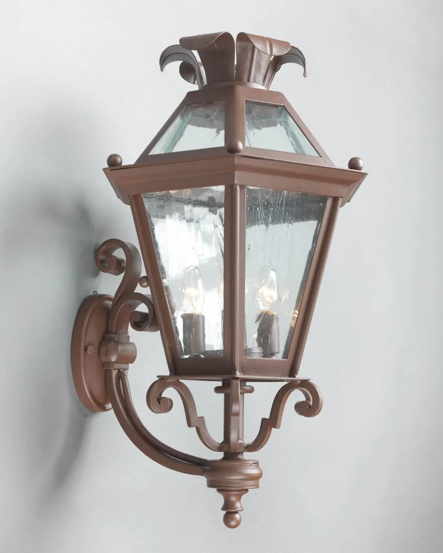Casa Padrino Luxus Außen Laterne Rostbraun B. 37 x H. 70 cm - Handgefertigte Laterne aus Schmiedeeisen - Luxus Kollektion - Edel & Prunkvoll