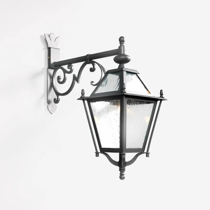 Casa Padrino Luxus Außen Laterne Grau B. 34 x H. 67 cm - Handgefertigte Laterne aus Schmiedeeisen - Luxus Kollektion - Edel & Prunkvoll