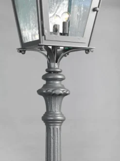 Casa Padrino Luxus Außen Laterne Grau H. 58 cm - Handgefertigte Laterne aus Schmiedeeisen - Luxus Kollektion - Edel & Prunkvoll